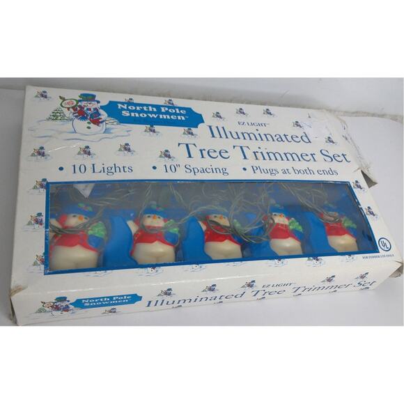 Santas Best Christmas Illuminated Tree Trimmer Set Blow Mold Snowman Lights - Picture 4 of 7